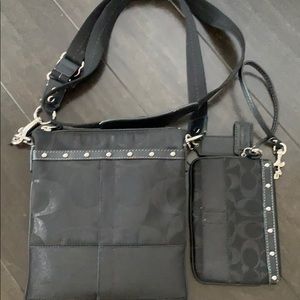 Coach Crossbody Purse with matching wristlet black